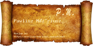 Pavlisz Máriusz névjegykártya